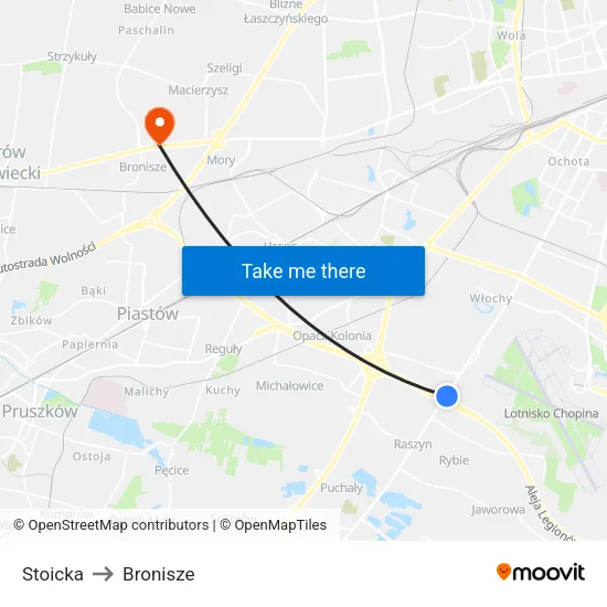 Stoicka to Bronisze map