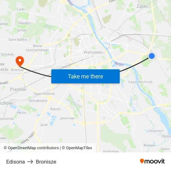 Edisona to Bronisze map
