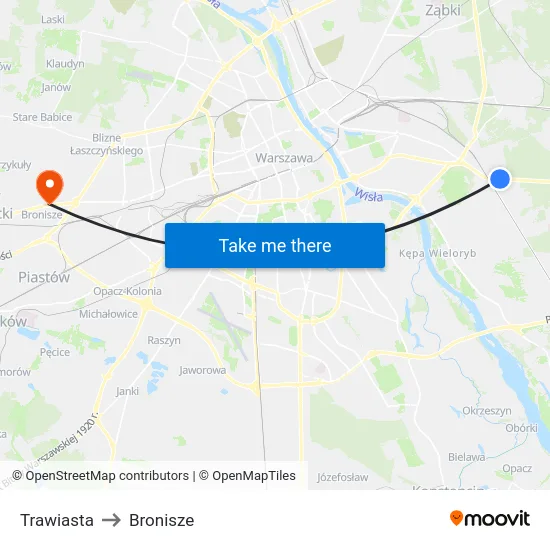 Trawiasta to Bronisze map