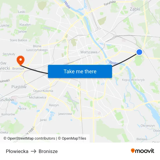 Płowiecka to Bronisze map