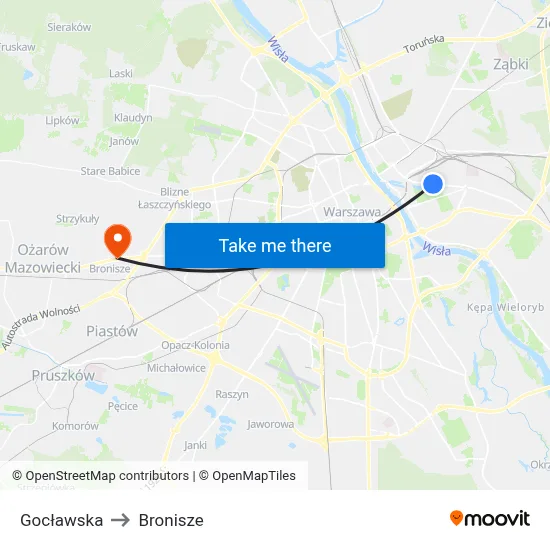 Gocławska to Bronisze map