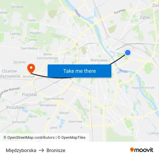 Międzyborska to Bronisze map