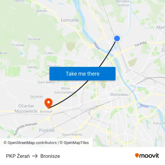 PKP Żerań to Bronisze map