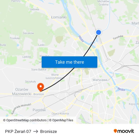 PKP Żerań to Bronisze map