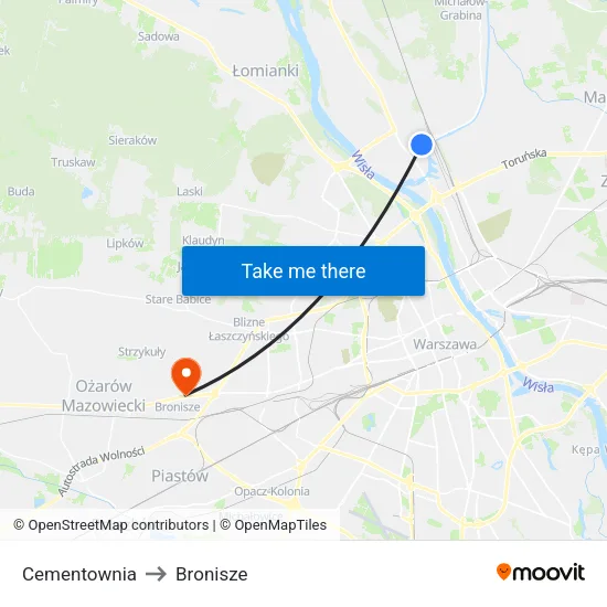 Cementownia to Bronisze map