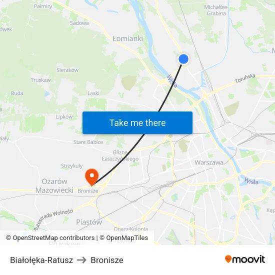 Białołęka - Ratusz to Bronisze map