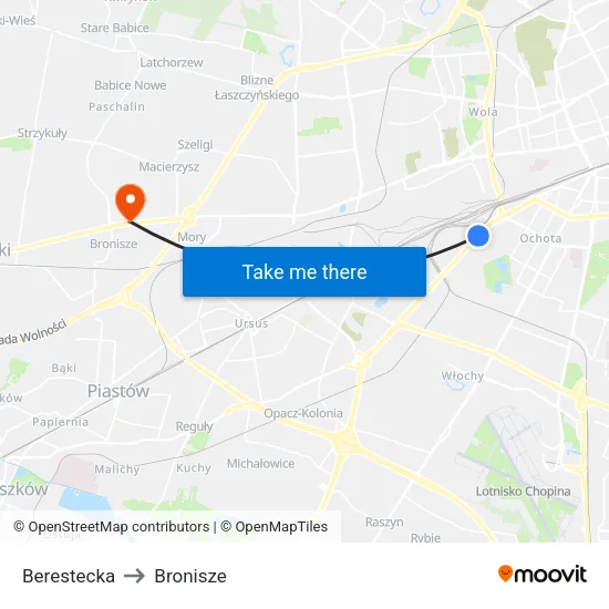 Berestecka to Bronisze map