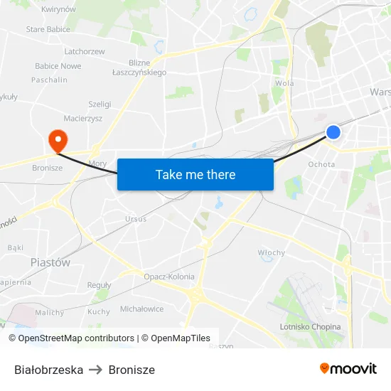 Białobrzeska to Bronisze map