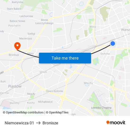 Niemcewicza 01 to Bronisze map