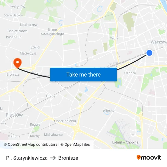 Pl. Starynkiewicza to Bronisze map