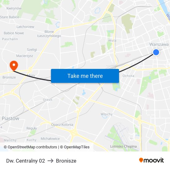 Dw. Centralny 02 to Bronisze map