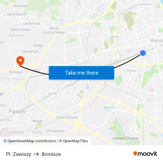 Pl. Zawiszy to Bronisze map