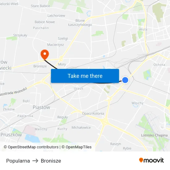 Popularna to Bronisze map