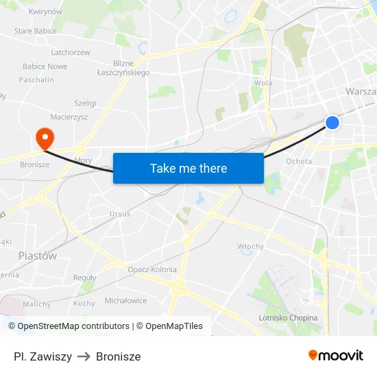 Pl. Zawiszy to Bronisze map