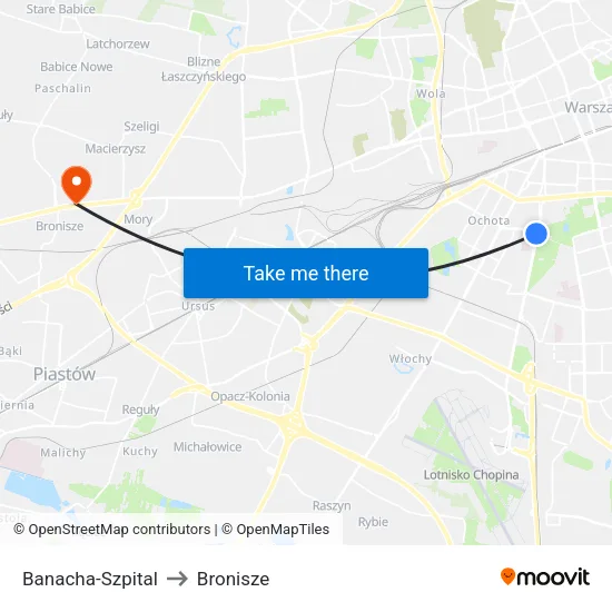 Banacha - Szpital to Bronisze map