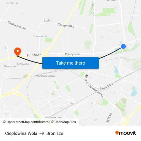 Ciepłownia Wola to Bronisze map