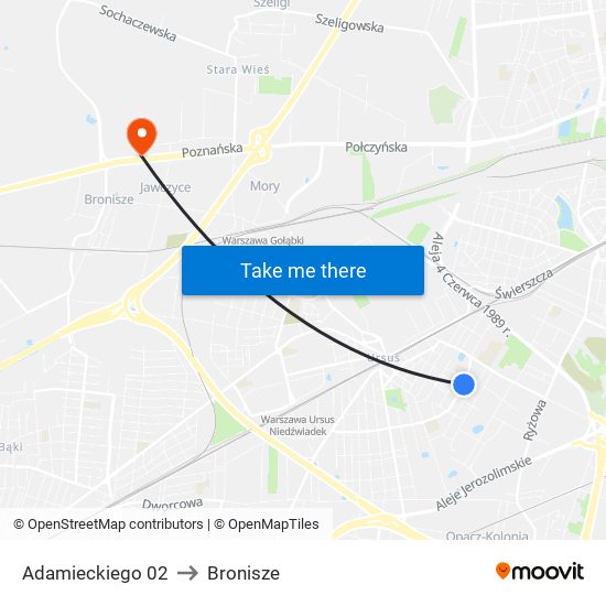 Adamieckiego 02 to Bronisze map