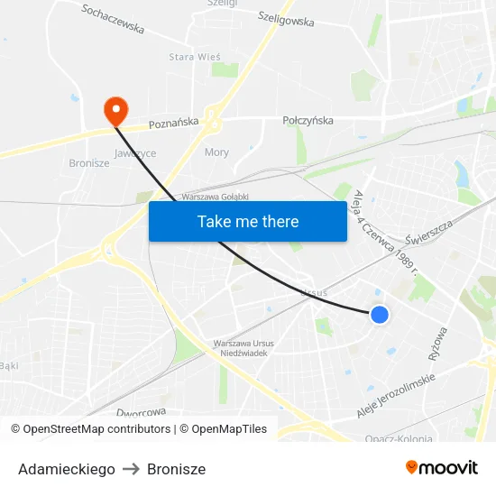 Adamieckiego to Bronisze map