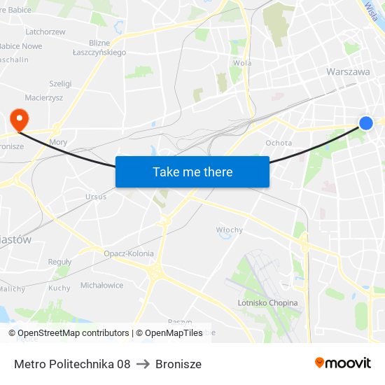 Metro Politechnika 08 to Bronisze map