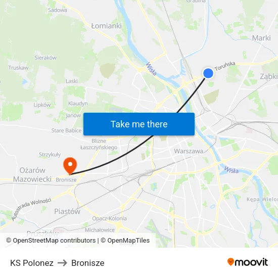 KS Polonez to Bronisze map