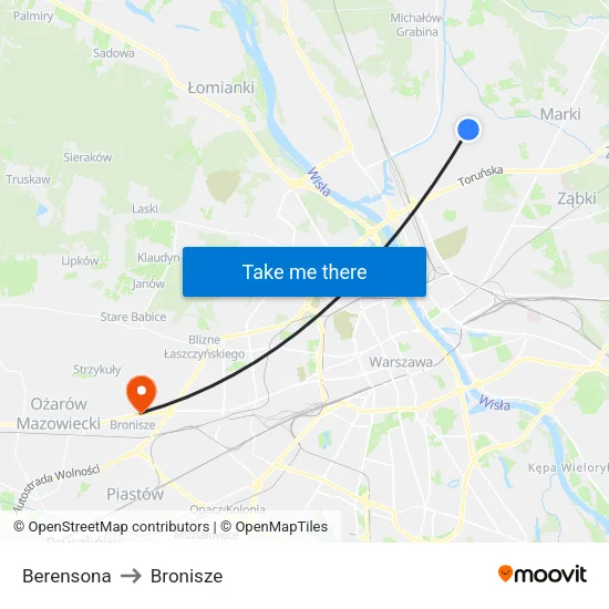 Berensona to Bronisze map