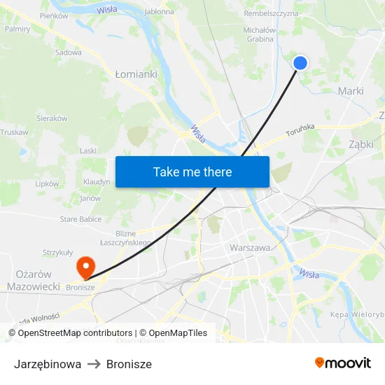 Jarzębinowa to Bronisze map
