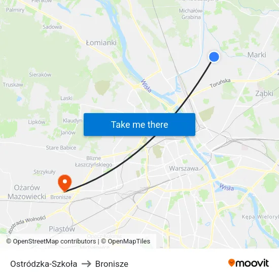 Ostródzka - Szkoła to Bronisze map