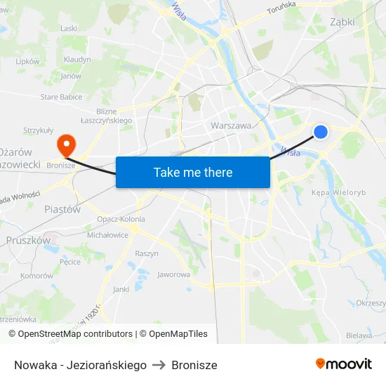 Nowaka - Jeziorańskiego to Bronisze map