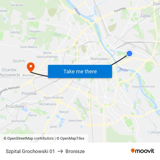 Szpital Grochowski to Bronisze map