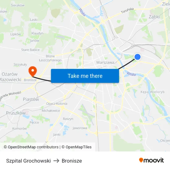 Szpital Grochowski to Bronisze map