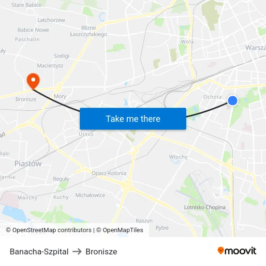 Banacha - Szpital to Bronisze map