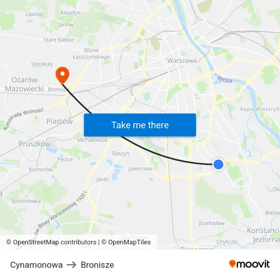 Cynamonowa to Bronisze map
