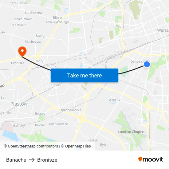 Banacha to Bronisze map