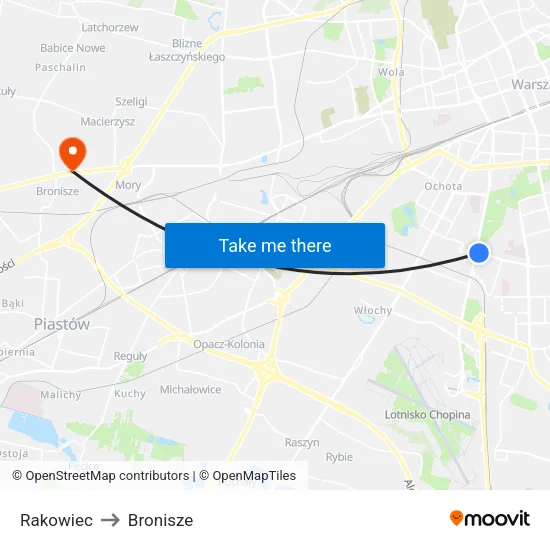 Rakowiec to Bronisze map