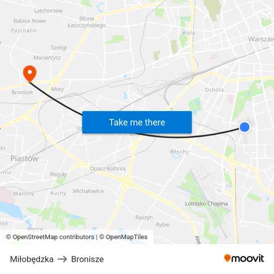 Miłobędzka to Bronisze map