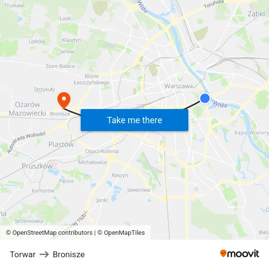 Torwar to Bronisze map