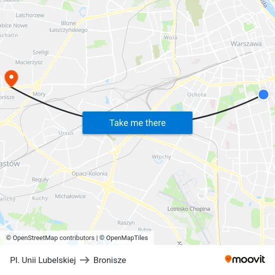 Pl. Unii Lubelskiej to Bronisze map