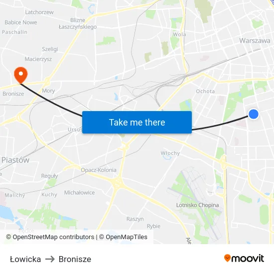 Łowicka to Bronisze map