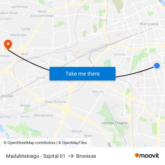 Madalińskiego - Szpital 01 to Bronisze map