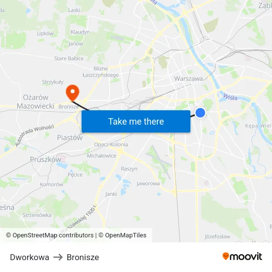 Dworkowa to Bronisze map