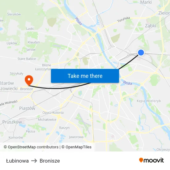 Łubinowa to Bronisze map