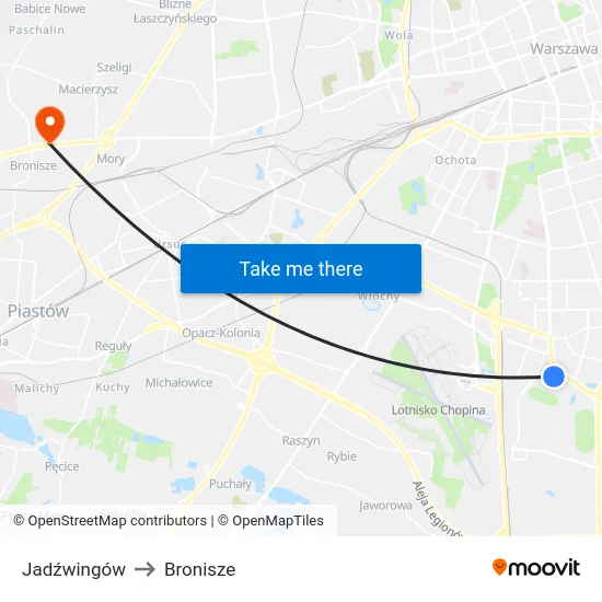 Jadźwingów to Bronisze map