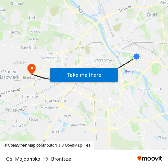 Os. Majdańska to Bronisze map
