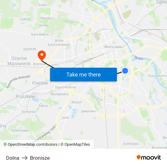 Dolna to Bronisze map