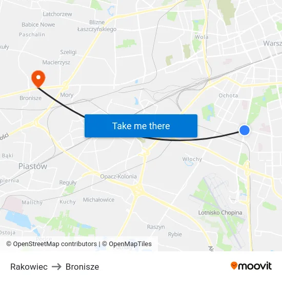 Rakowiec to Bronisze map