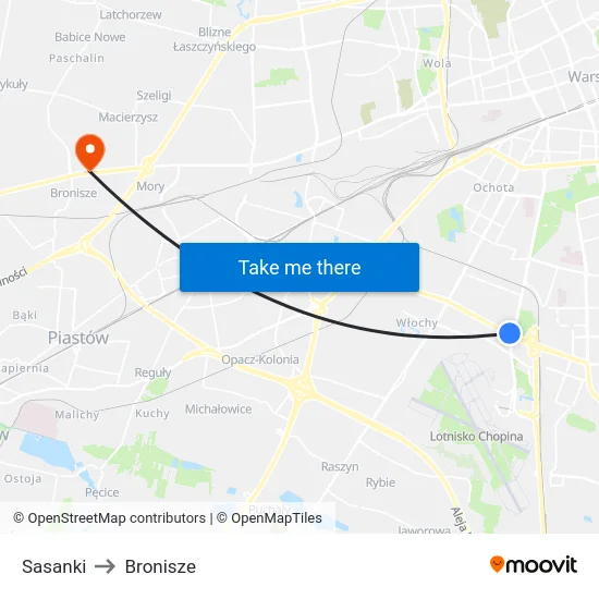 Sasanki to Bronisze map