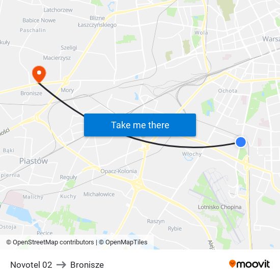 Novotel to Bronisze map