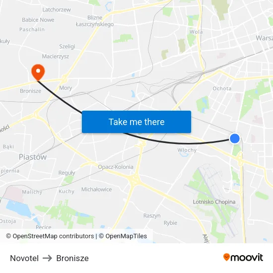 Novotel to Bronisze map