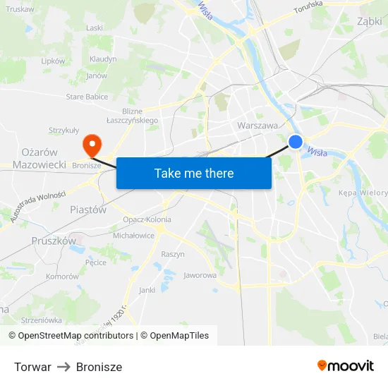 Torwar to Bronisze map