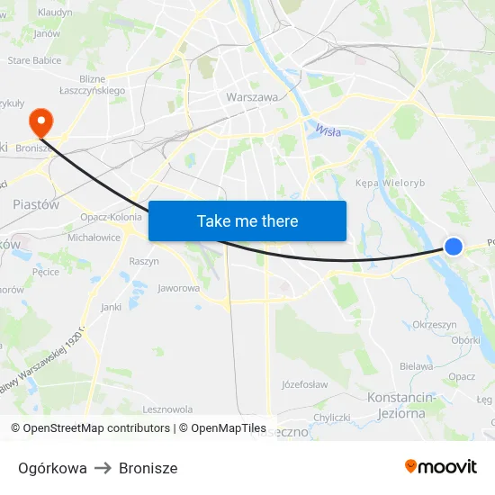 Ogórkowa to Bronisze map